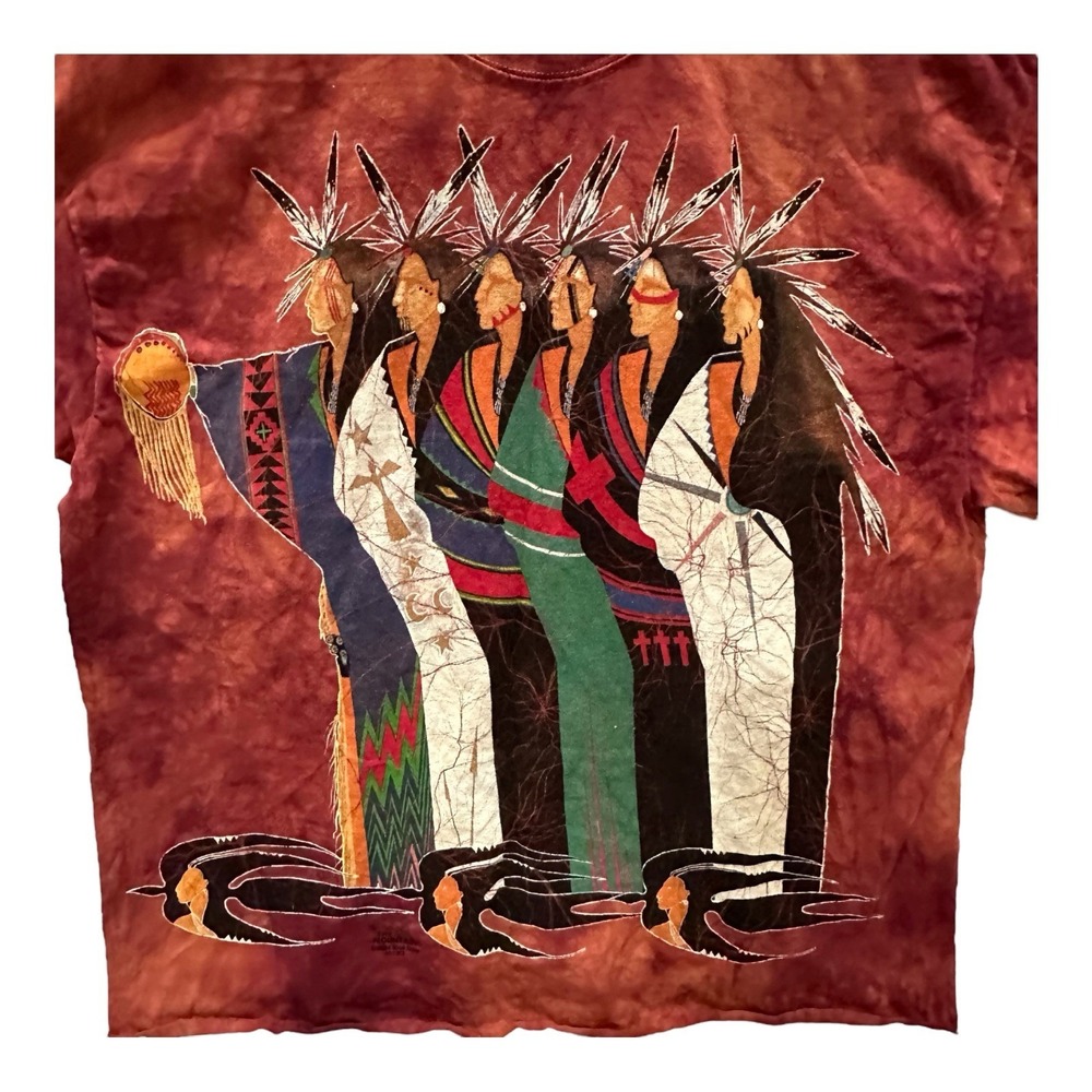 VTG 90s THE MOUNTAIN Meeting of the Clan Seekers Red Tie Dye T-Shirt L